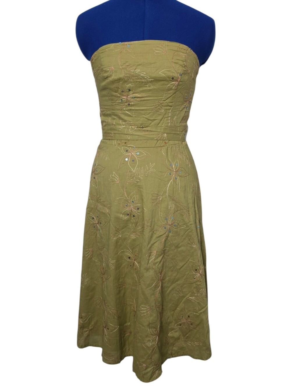 LE CHATEAU strapless sequin floral embroidered midi dress